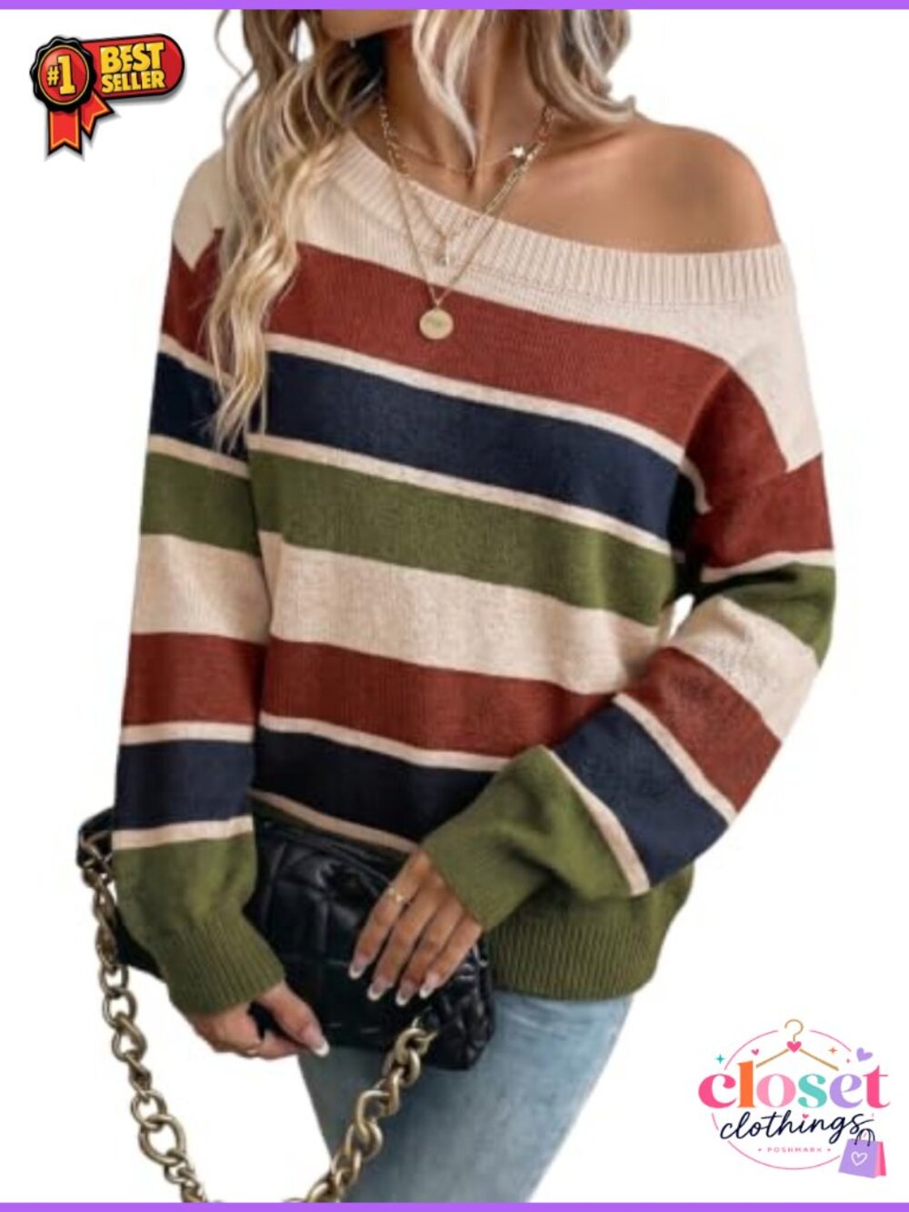 Womens Off Shoulder Batwing Long Sleeve Knit Jumper Oversized Sweater